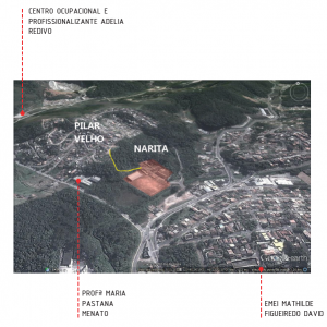 Localização da área de intervenção. (Ar:Co – Arquitetura Cooperativa).