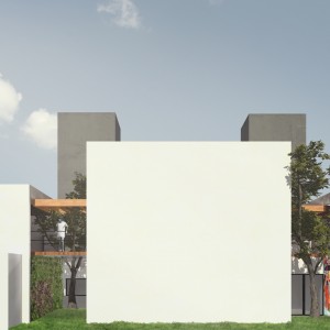 Vista lateral. (Ar:Co – Arquitetura Cooperativa).