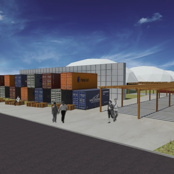 Projeto desenvolvido para a arena temporária para eventos corporativos com utilização de materiais / estruturas recicláveis e energia renovável em área de 24.000m² no município de Campinas-SP. (Ar:Co – Arquitetura Cooperativa).