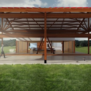 Etapa 1: Área de Estar Coberta dos Funcionários com conexão direta ao Refeitório. (Ar:Co – Arquitetura Cooperativa).