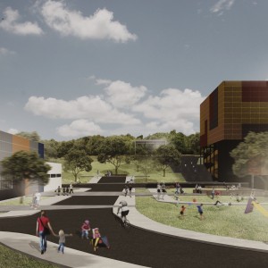 Rua / Praça de Acesso ao CEU. (Ar:Co – Arquitetura Cooperativa).