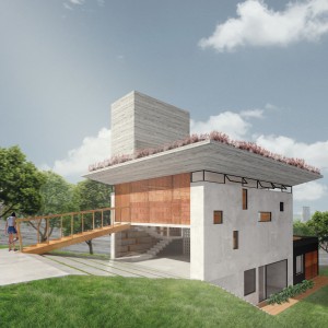 Vista lateral. (Ar:Co – Arquitetura Cooperativa).