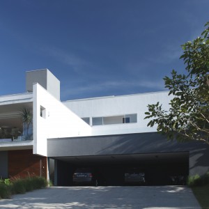 Vista frontal da residência 1. (Ar:Co – Arquitetura Cooperativa).