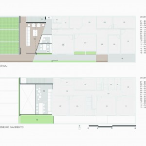 Opção 1: Plantas do pavimento térreo e superior. (Ar:Co – Arquitetura Cooperativa).