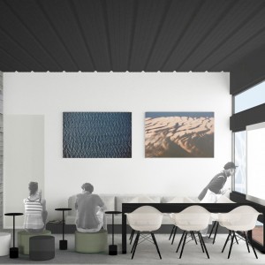 Opção 2: Vista da sala de cursos do pavimento superior, é importante ressaltar que o espaço também servirá de área de estar. (Ar:Co – Arquitetura Cooperativa).