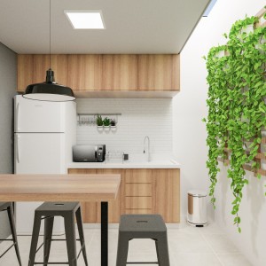 Proposta para a Copa de Funcionários do edifício existente. (Ar:Co – Arquitetura Cooperativa).