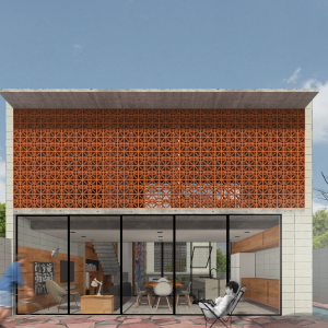 Vista da Fachada Posterior. (Ar:Co – Arquitetura Cooperativa).