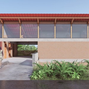 Vista da fachada frontal. (Ar:Co – Arquitetura Cooperativa),