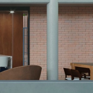 Detalhe da varanda. (Ar:Co – Arquitetura Cooperativa),