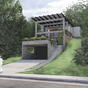 Vista da frente da fachada lateral direita. (Ar:Co – Arquitetura Cooperativa).