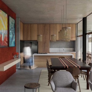 Vista da Cozinha. (Ar:Co – Arquitetura Cooperativa).