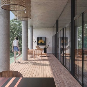 Vista da Área da Piscina. (Ar:Co – Arquitetura Cooperativa).