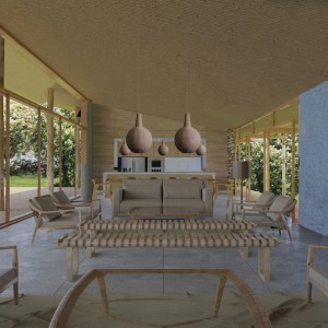 Vista da Sala de Estar da casa Principal. (Ar:Co – Arquitetura – Cooperativa).