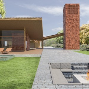 Vista da praça da fogueira para a Casa Principal. (Ar:Co – Arquitetura Cooperativa).