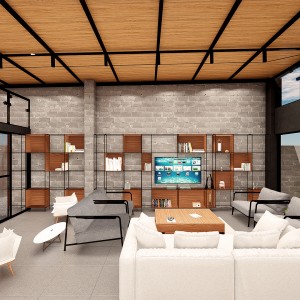 Vista da Cozinha para a Sala de Estar Integrada. (Ar:Co – Arquitetura Cooperativa).