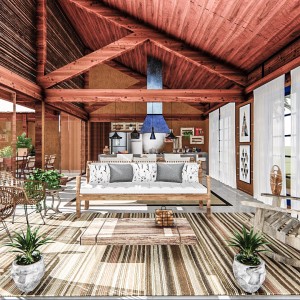 Vista da Sala de Estar. (Ar:Co – Arquitetura Cooperativa).