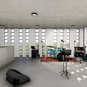 Vista da área dos músicos. (Ar:Co – Arquitetura Cooperativa).