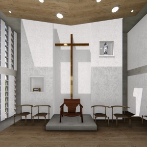 Vista do altar. (Ar:Co – Arquitetura Cooperativa).