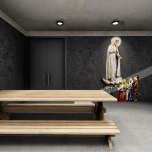 Vista do fundo do salão de festas da comunidade e acesso do depósito. (Ar:Co – Arquitetura Cooperativa).