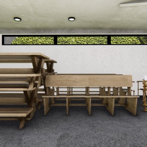 Vista do depósito do salão de festas da comunidade. (Ar:Co – Arquitetura Cooperativa).