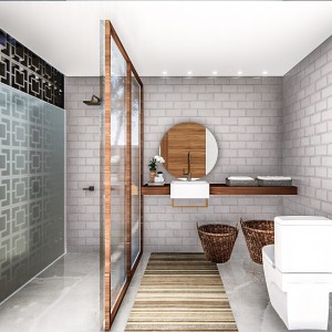 Vista do Banheiro. (Ar:Co – Arquitetura Cooperativa).