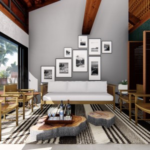 Vista da sala de estar do pavilhão de hóspedes. (Ar:Co – Arquitetura Cooperativa).