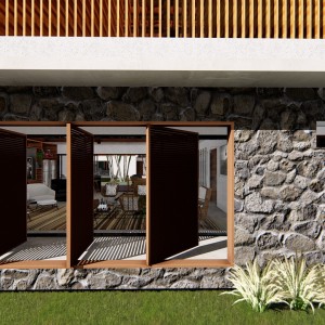 Detalhe da fachada Noroeste. (Ar:Co – Arquitetura Cooperativa).