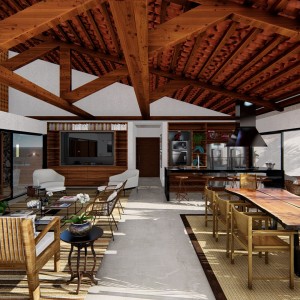 Vista da Sala de Estar / Jantar. (Ar:Co – Arquitetura Cooperativa).