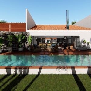 Vista da Piscina. (Ar:Co – Arquitetura Cooperativa).