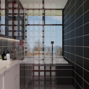 Banheiro Suíte Principal. (Ar:Co – Arquitetura Cooperativa).