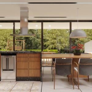 Vista da cozinha / sala de jantar. (Ar:Co – Arquitetura Cooperativa).