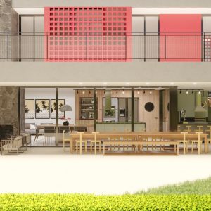 Área externa / Fachada posterior. (Ar:Co – Arquitetura Cooperativa).