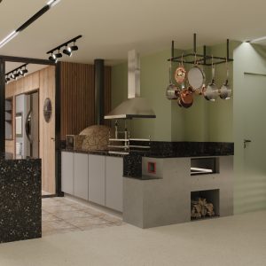 Garagem e área gourmet.. (Ar:Co – Arquitetura Cooperativa).