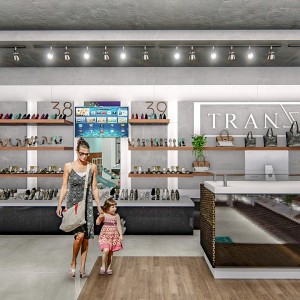 Vista da área de exposição do interior da loja / caixa. (Ar:Co – Arquitetura Cooperativa).