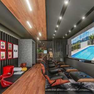 Vista da sala de projeção / área infantil. (Ar:Co-Arquitetura Cooperativa).