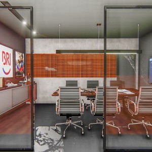 Vista da Sala de Atendimento / Reuniões. (Ar:Co-Arquitetura Cooperativa).