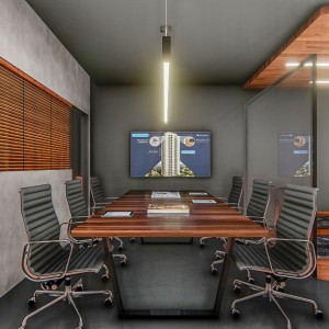 Vista da Sala de Atendimento / Reuniões. (Ar:Co-Arquitetura Cooperativa).