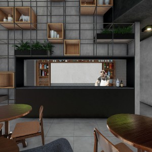 Vista da Copa / Acesso de Serviço. (Ar:Co – Arquitetura Cooperativa).