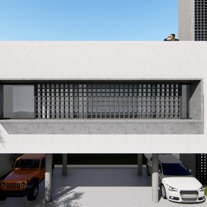 Fachada frontal do edifício proposto para ampliação da casa. (Ar:Co – Arquitetura Cooperativa).