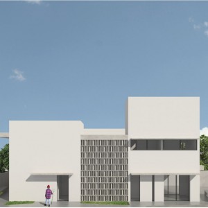 Fachada Lateral Esquerda. (Ar:Co – Arquitetura Cooperativa).