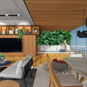 Sala de Estar / Jantar. (Ar:Co – Arquitetura Cooperativa).