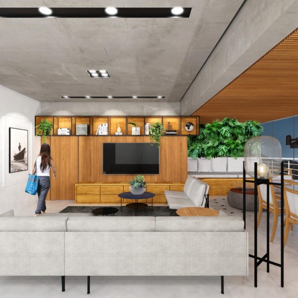 Sala de Estar / Jantar. (Ar:Co – Arquitetura Cooperativa).