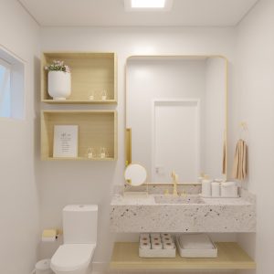 Vista do Lavabo. (Ar:Co – Arquitetura Cooperativa).