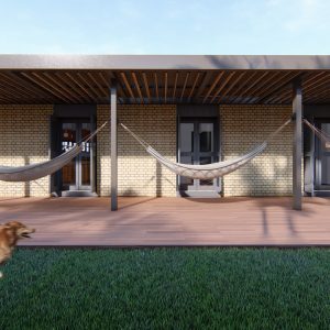 Varanda dos Quartos. (Ar:Co – Arquitetura Cooperativa).