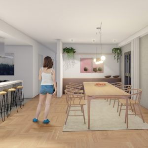 Sala de Jantar / Cozinha Integradas. (Ar:Co – Arquitetura Cooperativa).