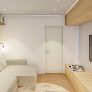 Sala de Intima / TV. (Ar:Co – Arquitetura Cooperativa).