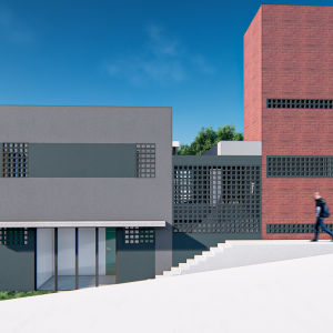 Fachada Lateral Esquerda. (Ar:Co – Arquitetura Cooperativa).