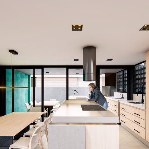 Sala de Jantar / Cozinha. (Ar:Co – Arquitetura Cooperativa).