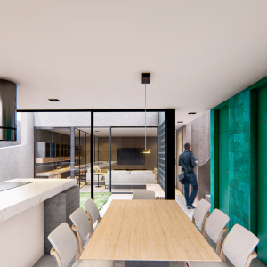 Sala de Jantar / Cozinha. (Ar:Co – Arquitetura Cooperativa).