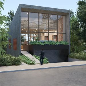 Fachada Frontal. (Ar:Co – Arquitetura Cooperativa).